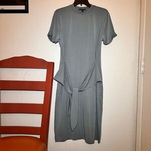 Guess Slate Gray Green Midi Dress with Waist Tie